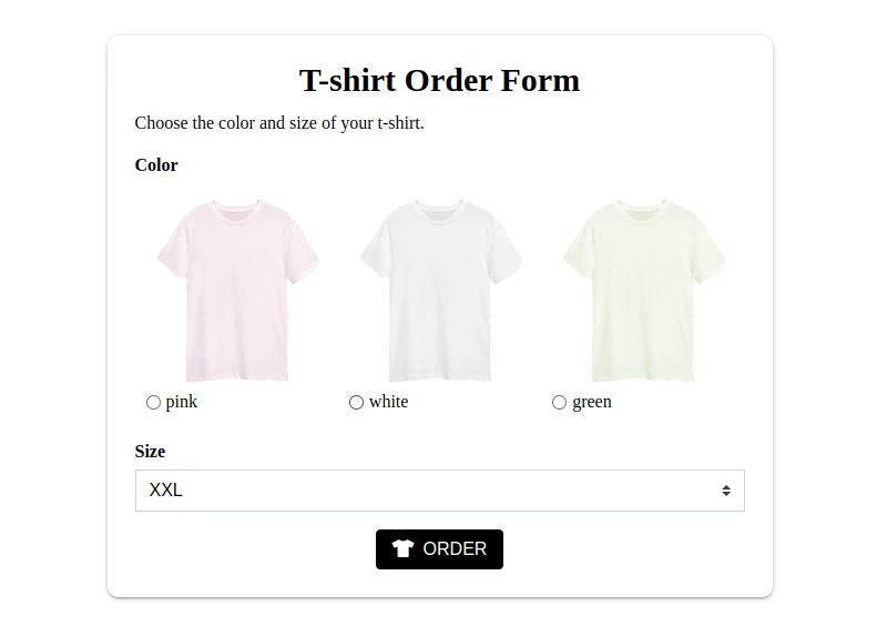 T-shirt order form