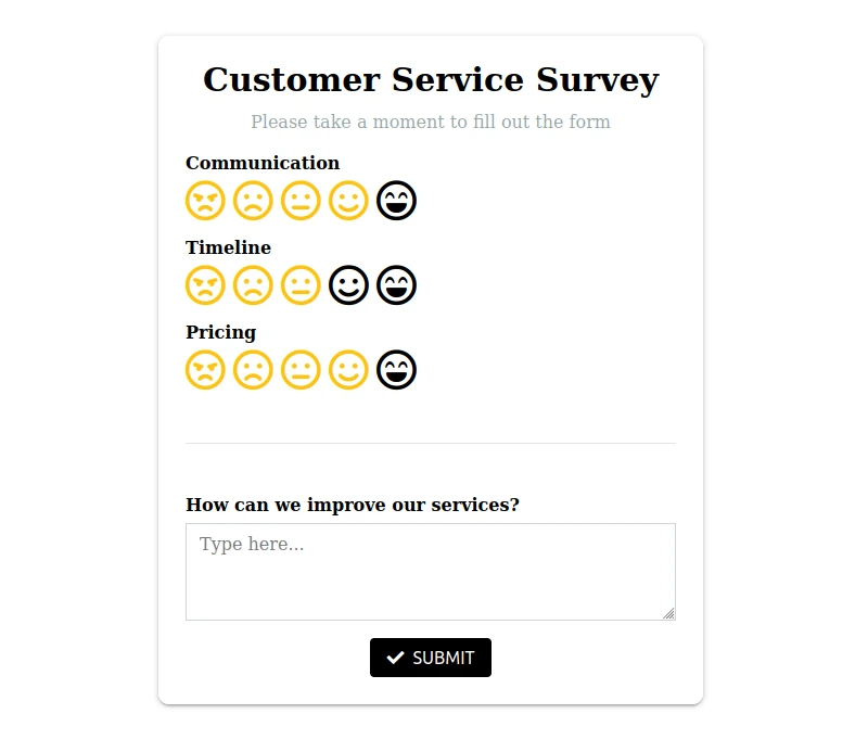 Customer satisfaction survey form