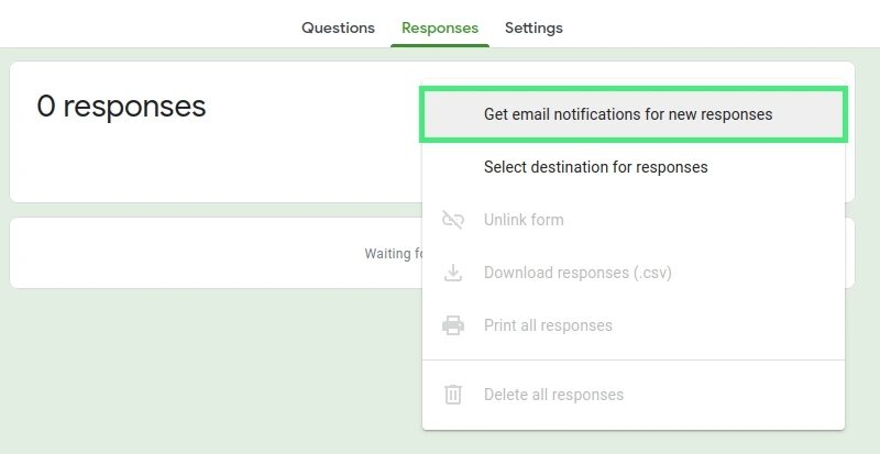 Enable email notifications