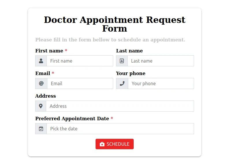Doctor appointment request form