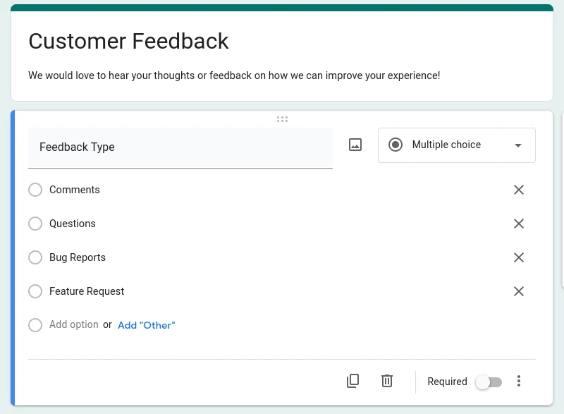 Customer feedback template