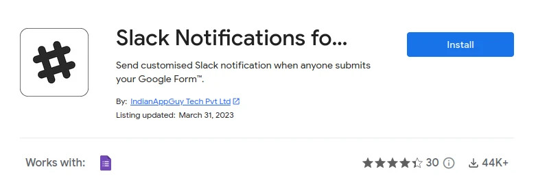 Slack Notifications add-on on Google Workspace Marketplace
