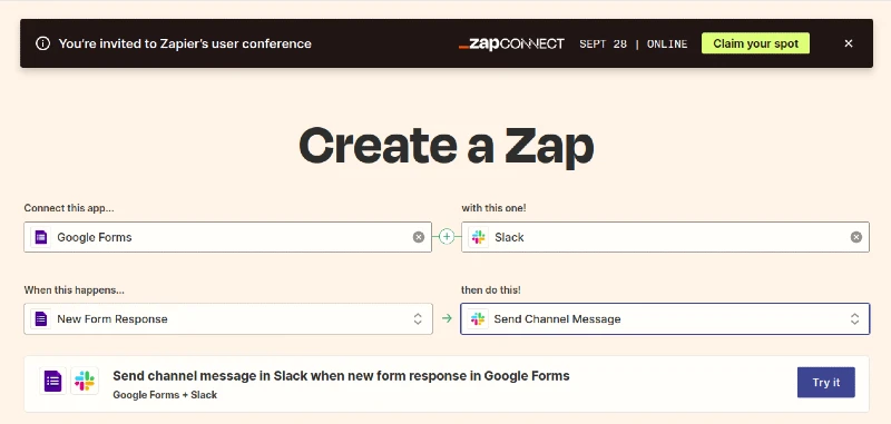 Create a Zap form
