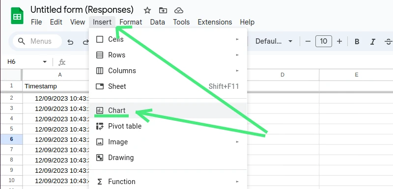 Insert a pie chart in Google Sheets