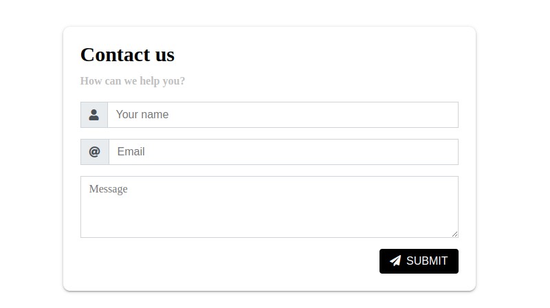 contact form created with form builder