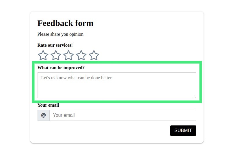 Message section field in feedback form