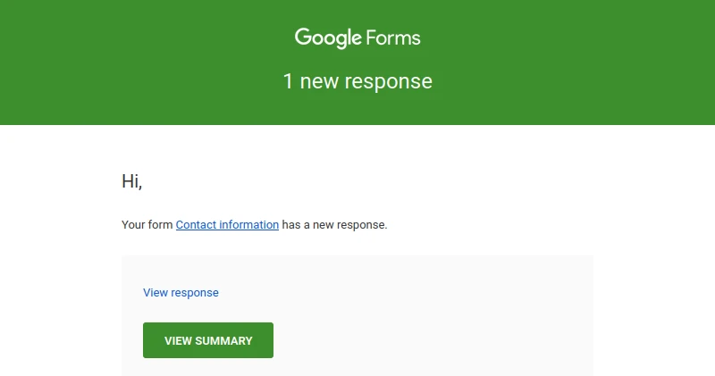 Google Forms email notification received