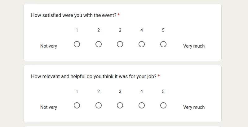 Google Forms. Event Feedback Template