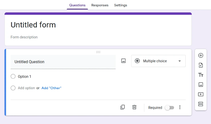 Google Forms user interface
