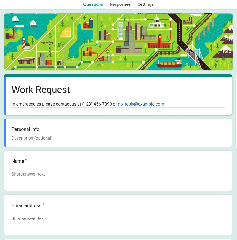 Work request form template
