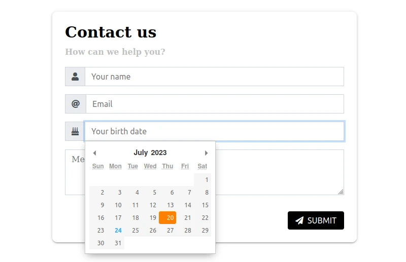 Form with a datepicker