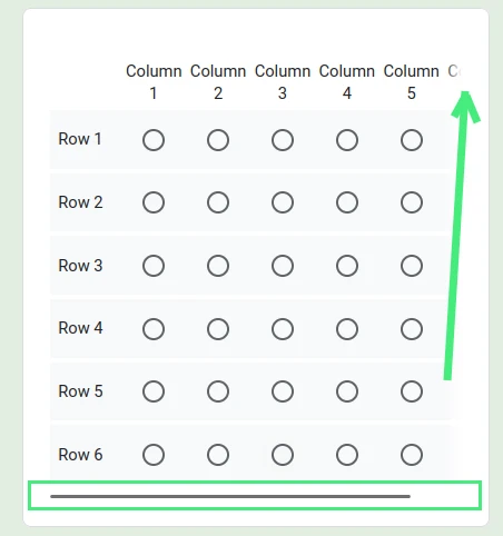 Multiple choice grid mobile view