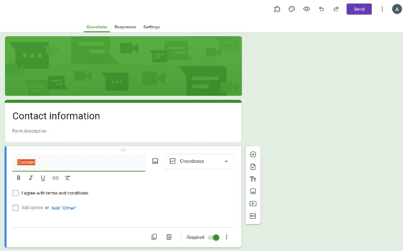 Google Forms user interface