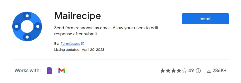 Mailrecipe Add-on on Google Workspace Marketplace