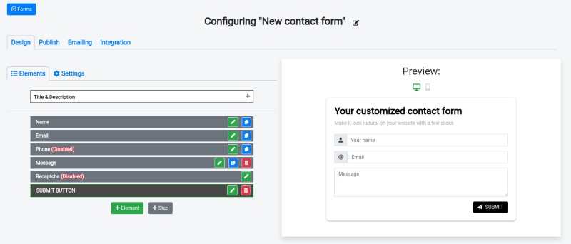 create contact form online