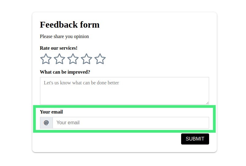 Email field in feedback form