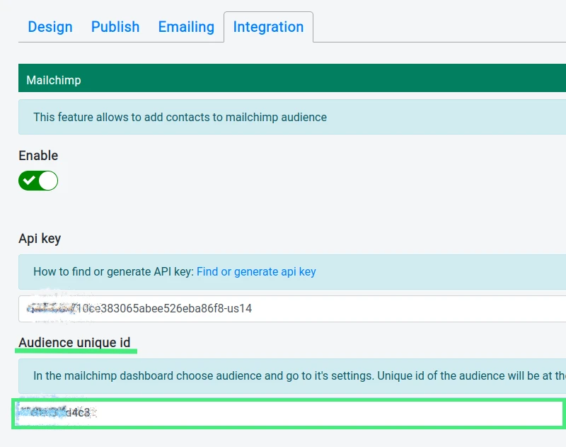 Paste Mailchimp Audience Identifier