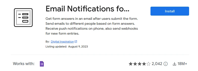 Email Notifications Add-on on Google Workspace Marketplace