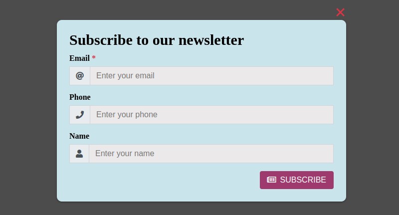 Subscribe form with additional fields
