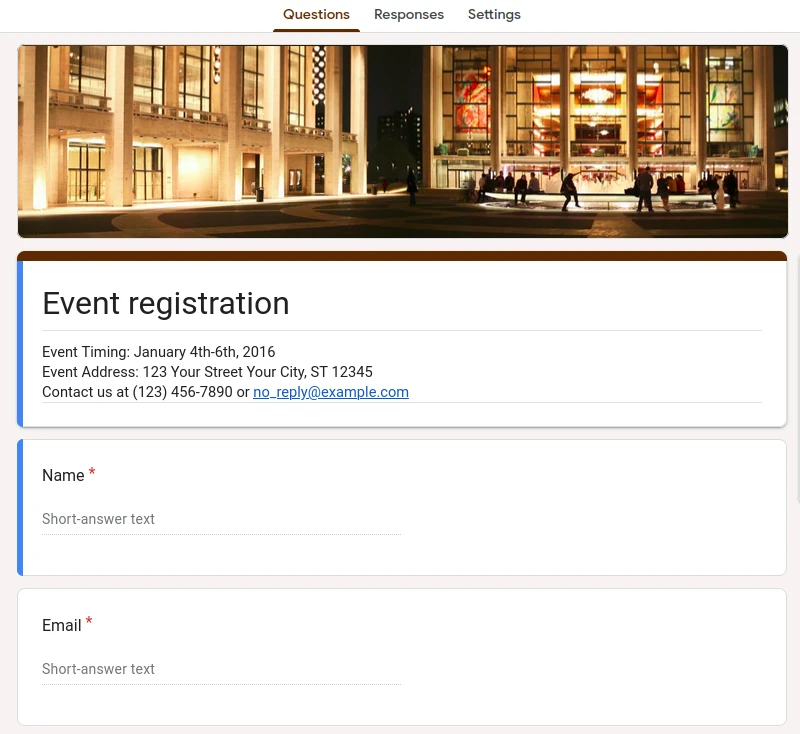 Event registration form template