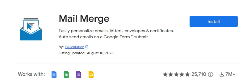 Mail Merge Add-on on Google Workspace Marketplace