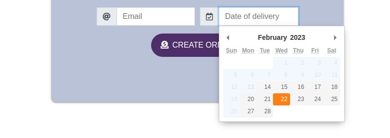 Order form with date picker