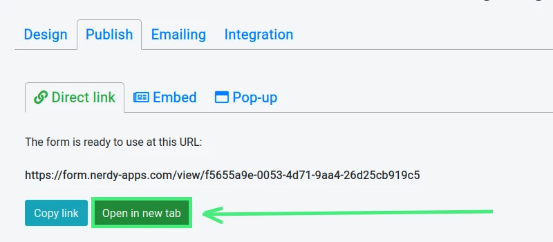 Open Nerdy Form in a new tab