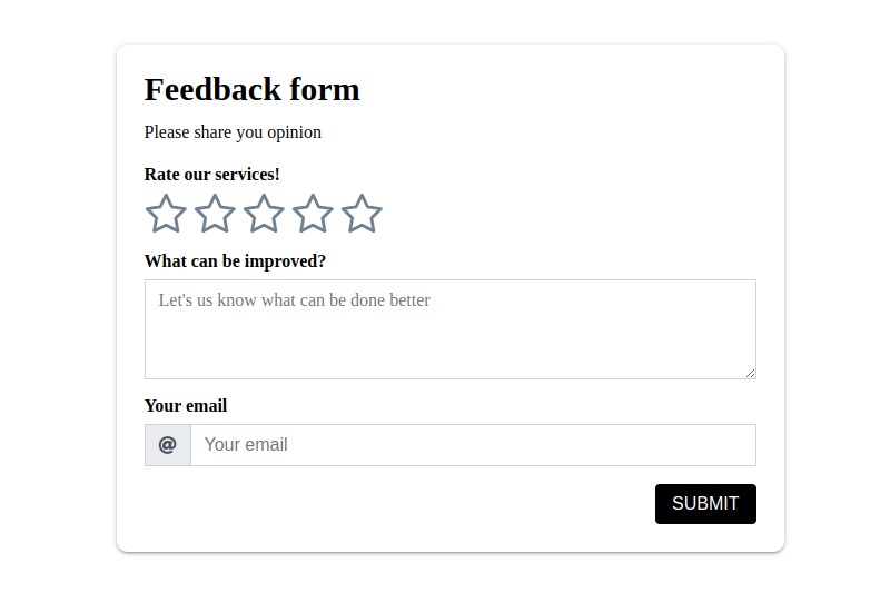 Feedback form with additional elements