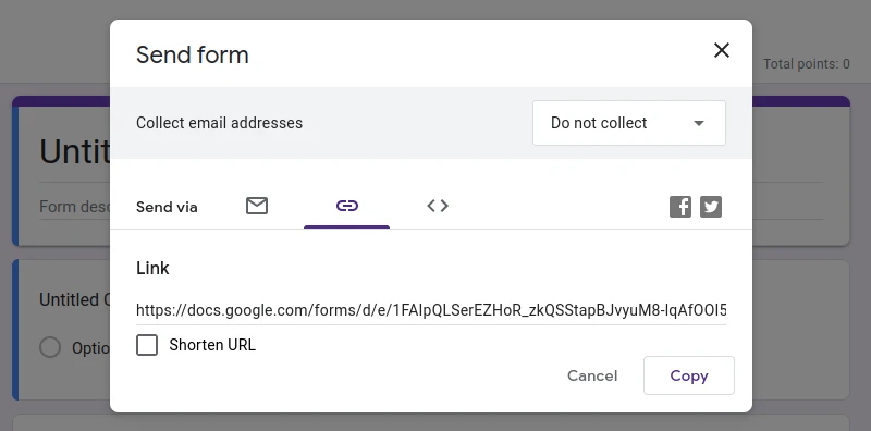 Send a Google Form to others